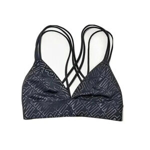 Victorias Secret PINK Black Logo Strappy Bralette Size XS V Neck